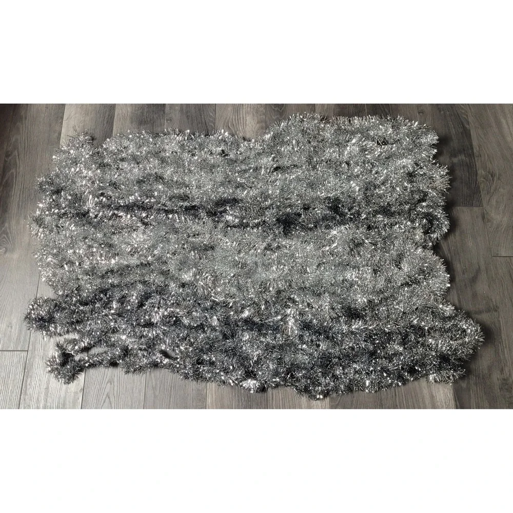 Unbranded Silver Metallic Tinsel Christmas Garland Approx 98 ft. (6×14ft/2×7ft)